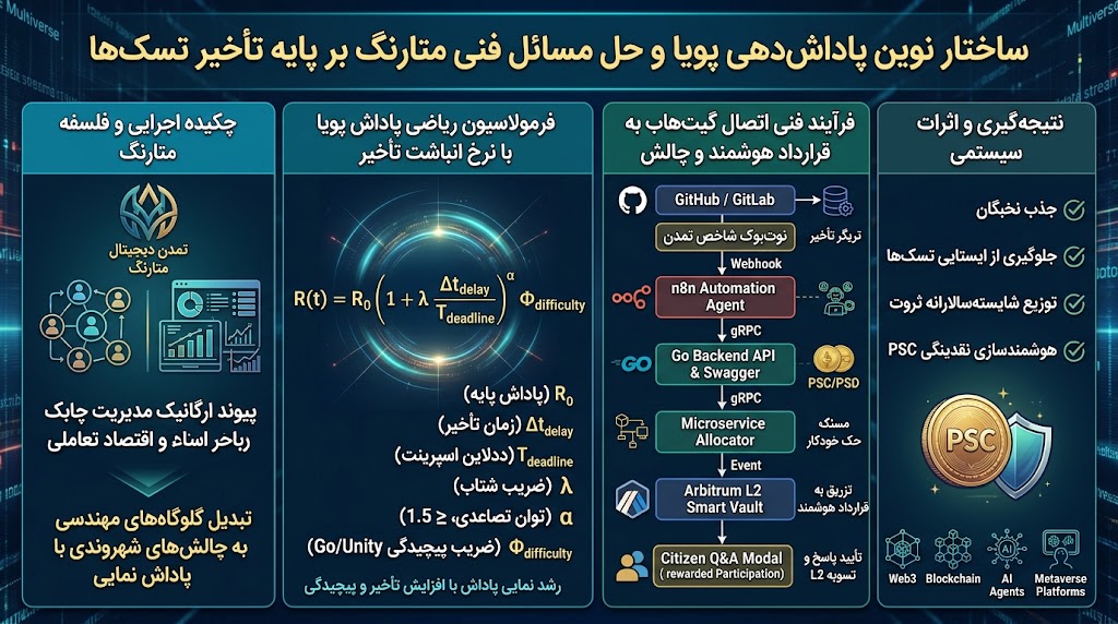 هوشمندسازی اقتصاد چالشها در پارادایم مولتیورس متارنگ: مکانیزم پویاسازی پاداش مبتنی بر انباشت تأخیر تسکها و حک درونسوالی دانش زیرساخت