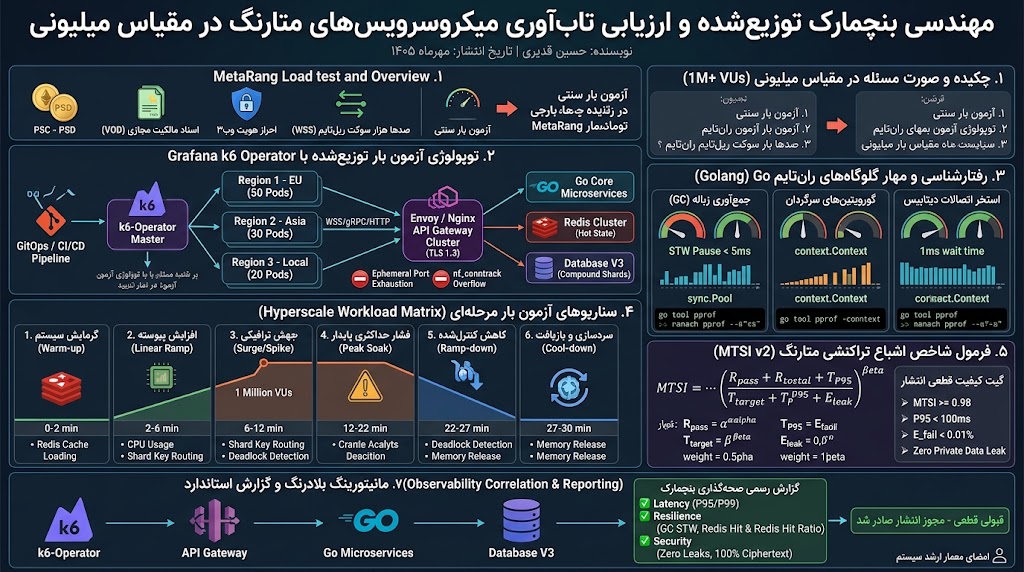 مهندسی بنچمارک توزیعشده، ارزیابی تابآوری و چارچوب آزمون بار هایپراسکیل میکروسرویسهای متارنگ